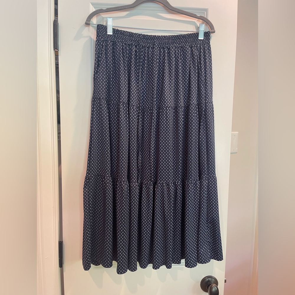 Robert Louis Black Polka Dot A-Line Tiered Skirt